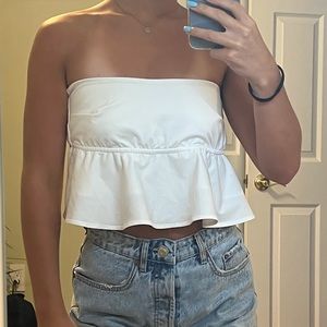 Ruffle Crop Top White